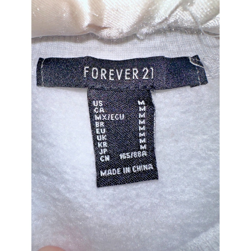 Forever‎ 21 Boston Heather Grey Cropped Crew Neck Sweatshirt Medium - Picture 4 of 6